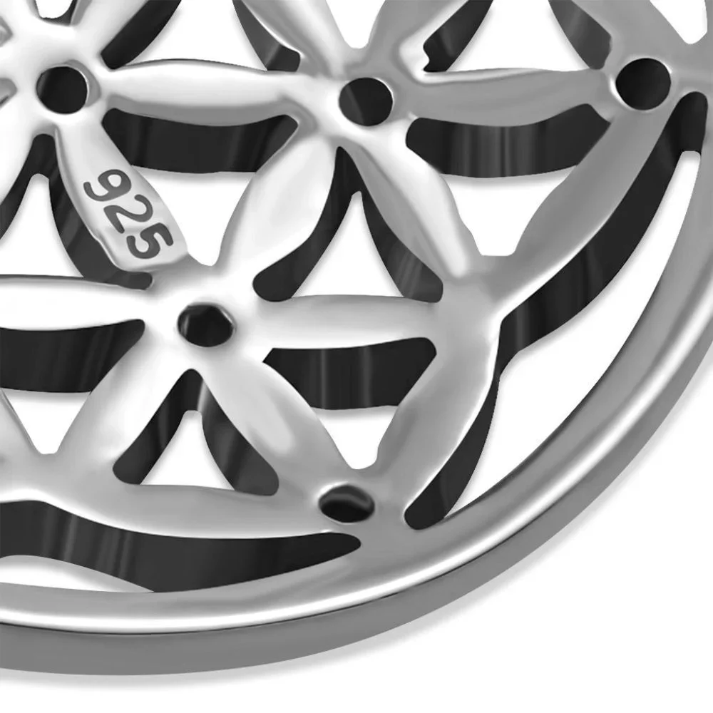 SMALL Flower of Life Sterling Silver Pendant necklace - Picture 2 of 5